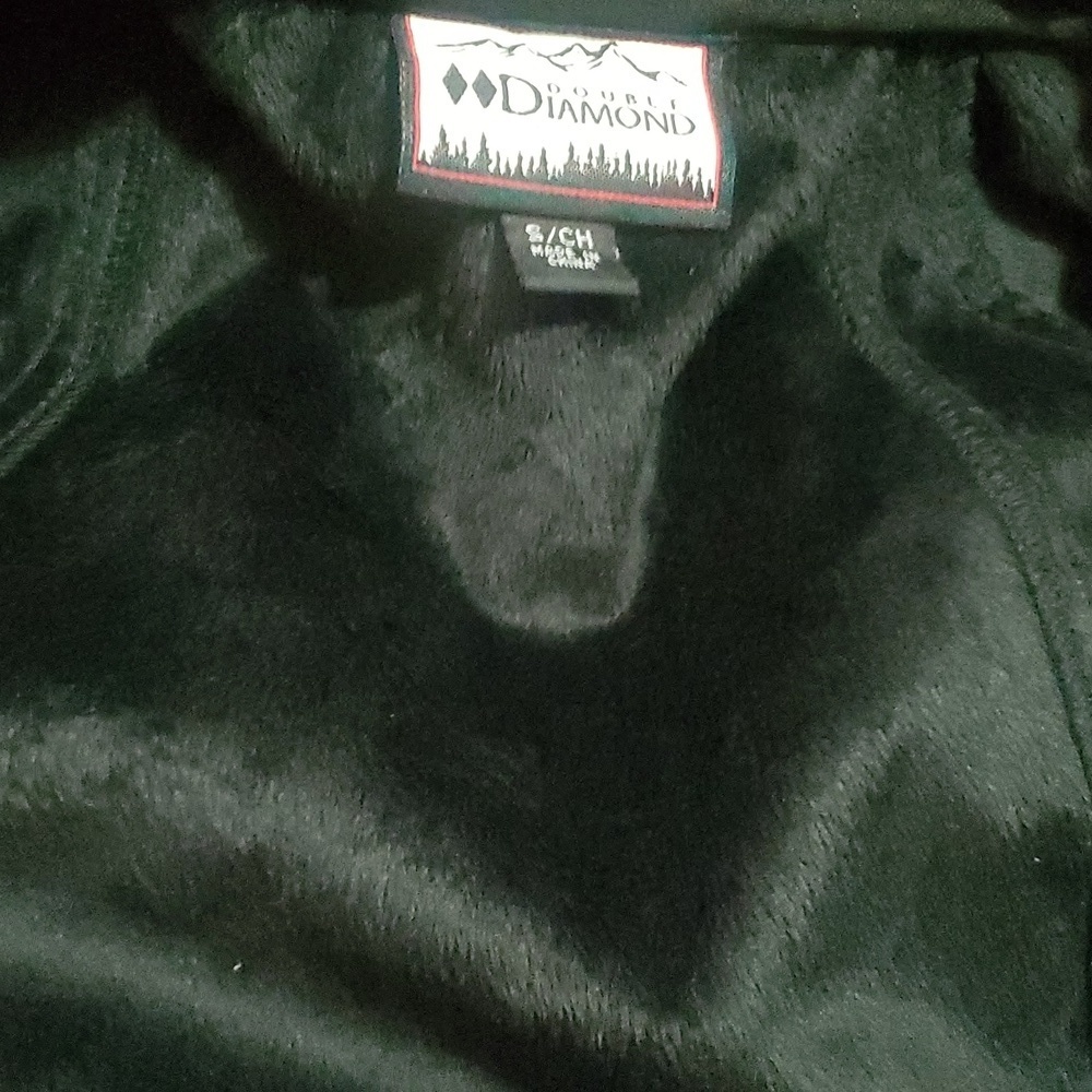 Double Diamond Black Floral Rose Zip Front Softshell Fleece Lined Jacket Size S - Picture 10 of 11